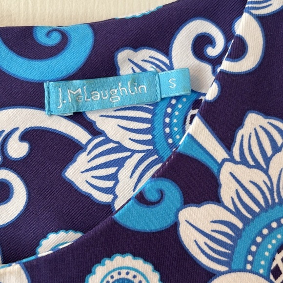 J. McLaughlin Blue and White Patterned Stretchy Dress - S - Picture 8 of 9